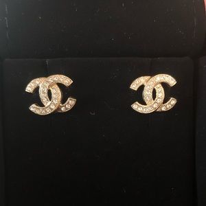 Chanel Gold/Crystal Stud Earrings